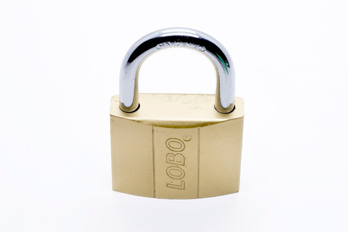 Candado Con Llave Curva Hierro Dorado