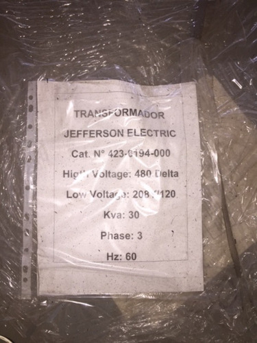 Transformador Seco Jefferson Electric De 30 Kva