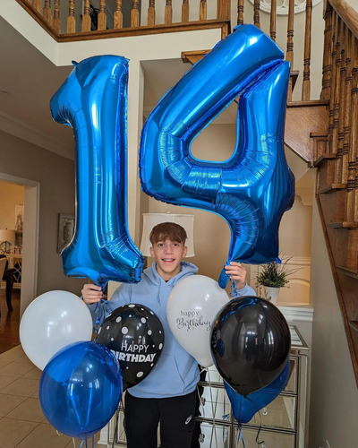 Globos Número 14 Azul Marino Para Decoraciones De Cumpleaños