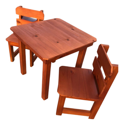 Mesa Infantil Primate Con Sillas - Juego Colorido Caoba Satinado