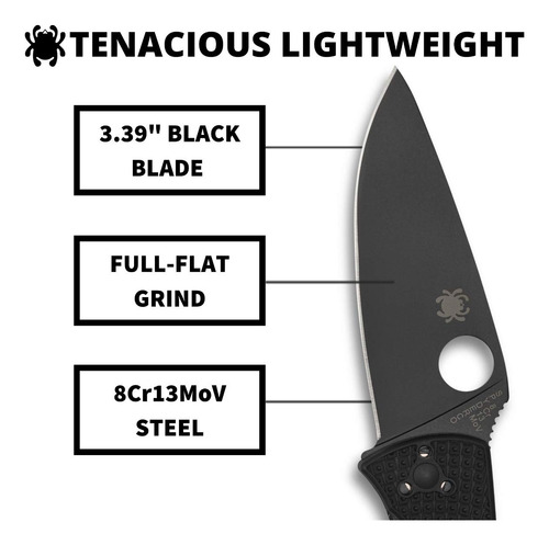 Cuchillo Plegable Spyderco Tenacious Con Hoja De Acero Inoxi