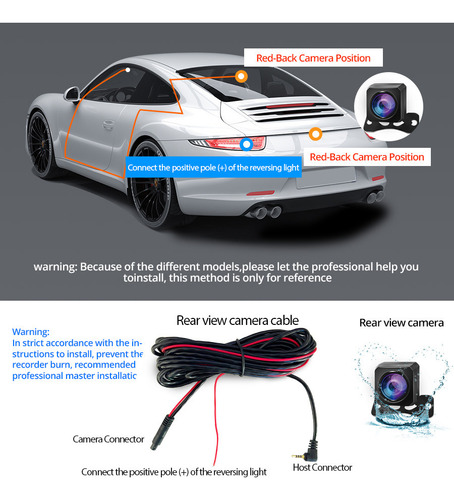 Câmara Para Espelho Retrovisor De Carro 1080p Dvr Lente