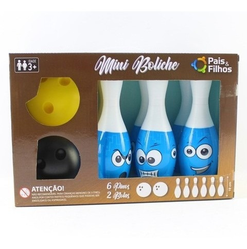 Imagem 4 de 4 de Brinquedo Jogo Mini Boliche 16 Cm 6 Pinos E 1 Bola Colorida