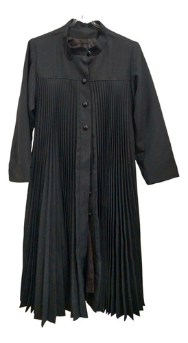 Tapado Negro Plisado De Diseno Largo Cuello Mao Forrado (Usado)