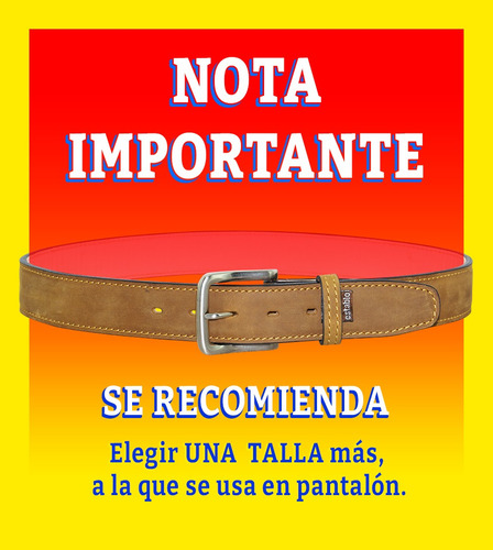 Cinturón De Piel Artesanal Hombre Establo Modelo 107 Color Miel Talla 44