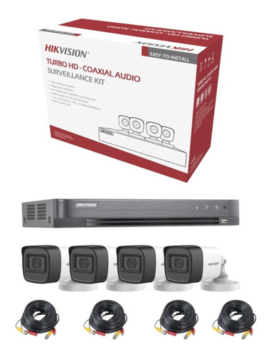 Kit Cctv  4 Camaras Con Microfono 5 Megapixel 