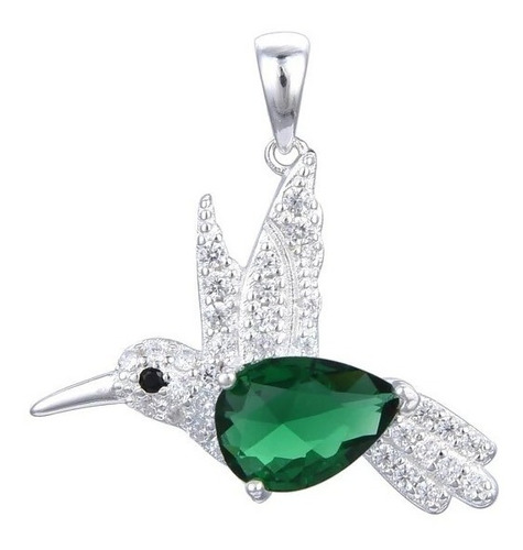 Dije Colibri Picaflor Plata Y Zirconias Cubics