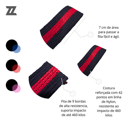 2 Straps Academia Profissional 100% Algodão Mais Resultado Cor Tala Strap Preto/vermelho