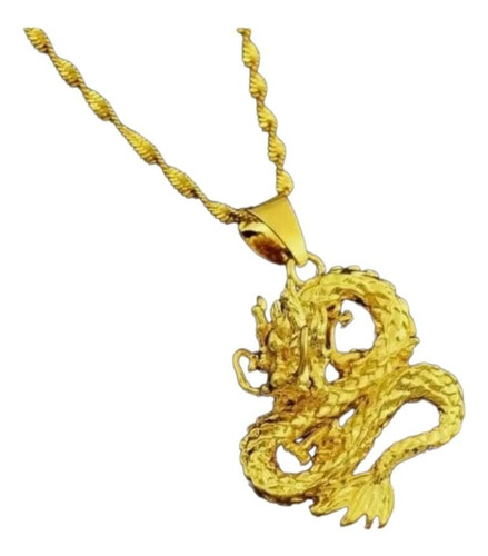 Dragón Cadena Oro 24k Collar A Pedido 30 Días Fabricacion