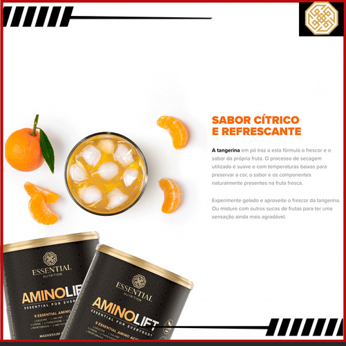 Aminolift 375g Essential Nutrition 30 Doses 9 Aminoácidos Sabor Tangerina