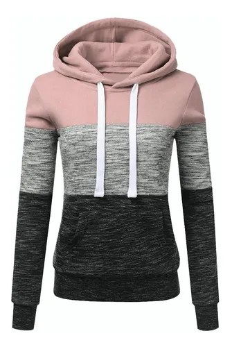 Novedades Sudadera Con Capucha Colorblock Para Mujer Moda