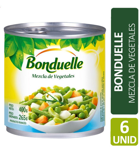 Imagen 1 de 7 de Mezcla De Vegetales Bonduelle Lata Origen Francia - Pack X6
