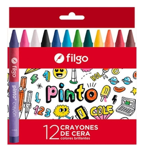 Kit Crayones Filgo Cortos Pinto X 12 Colores Escolares Byp