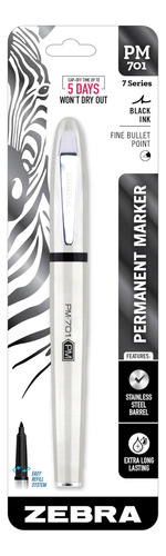 Marcador Permanente Zebra Pen Pm-701, Barril Acero Punta 1 X