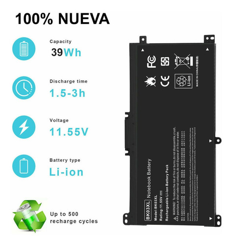 Imagen 3 de 10 de Bateria Compatible Notebook Hp X360 14-ba 14m-ba013dx Bk03xl