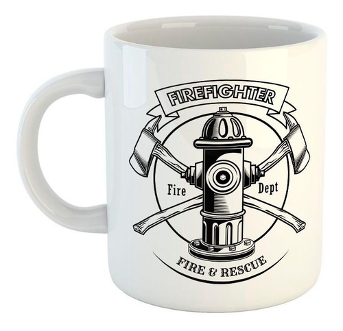 Taza De Ceramica Bombero Fuego Rescatista Hacha