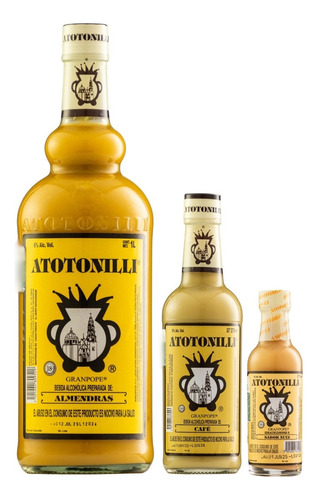 Tripack Rompope Atotonilli Almendra 1000 Cafe 375 Nuez 50 Ml