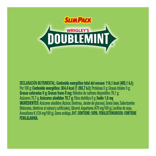 Doublemint Chicles Sabor Menta 10 Pack, 375 Gm