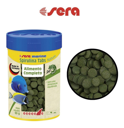 Ração Para Peixes Marine Spirulina Tabs Nature 60g Sera