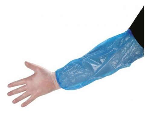 100 Cubre Manga Protector Polietileno Liga Ajustable Alyger Color Azul Claro