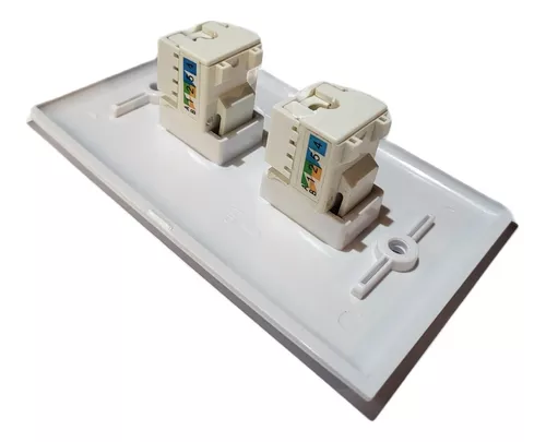 Conector Hembra Rj45 Cat5e Caja Pared / 2 Puertos