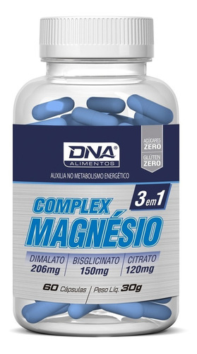 Magnésio Complex 60 Caps Dimalato Bisglicinato Citrato 30 mL