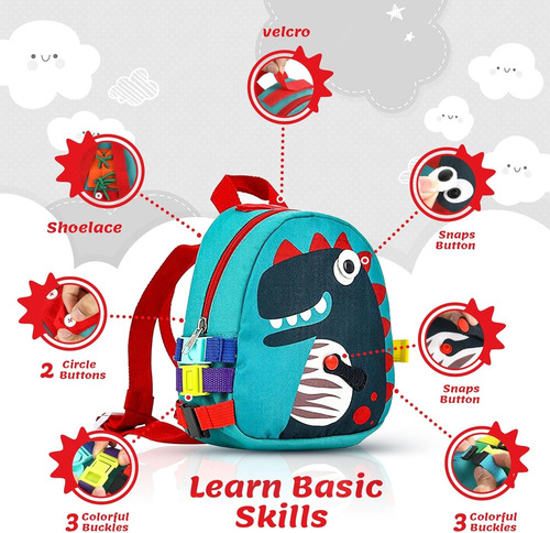 Montessori - Mini Mochila De Dinosaurio Para Actividades Sen