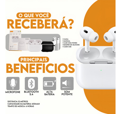 Fone De Ouvido Bluetooth Pro Compatível Com iPhone E Android