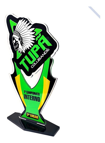 03 Troféus em Acrílico com Corpo e Base Personalizada rectangular