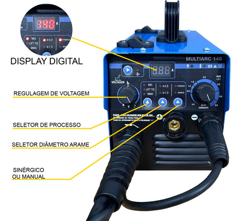Inversora Solda Multiprocesso Mig, Tig E Mma 220v Completa