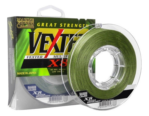 Linha Pesca Multifilamento Vexter X8 0,35mm 50lb 300m 8 Fios Cor Verde