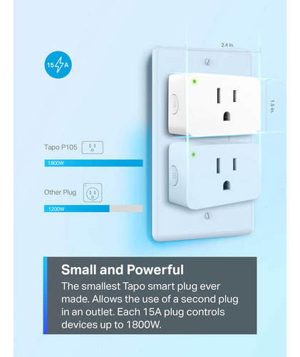 Smart Plug Tp-link Tapo P105 Mini 15 A Wifi 2,4 G, Blanco, P