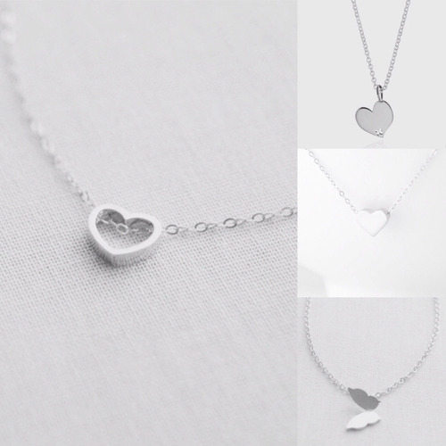 Collar De Plata 950 Corazones Dijes Mujer Parejas Cadenas En
