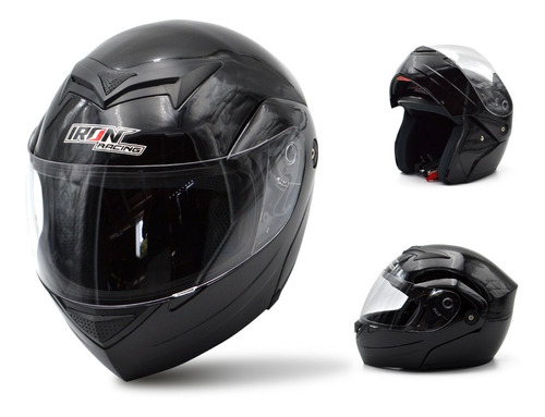 Casco Abatible Visera Transparente Certif Dot Negro Gloss