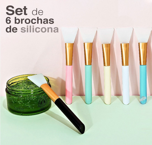 Set 6 Brocha Silicon Aplicador Mascarilla Maquillaje Y-216 Color
