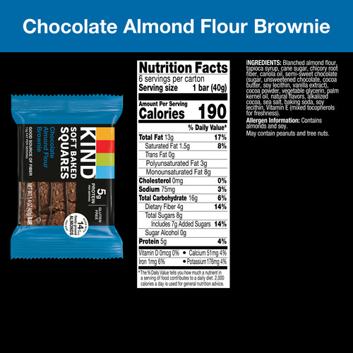 Kind Soft Baked Squares Chocolate Almond Flour Browni 6 Bars