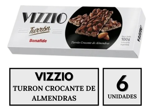 Turron Vizzio Crocante De Almendras 100g. Pack X 6. Bonafide