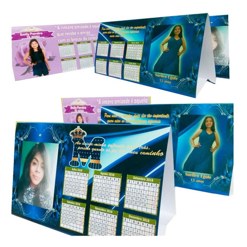 Imagem 3 de 10 de 1300calendário (n)personalizado Convite 15 Anos C/ Embalagem