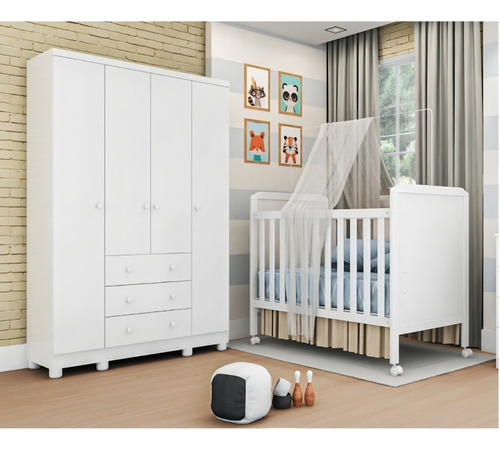 Conjunto Para Quarto De Bebê Com Berço Mini Cama Cloe E