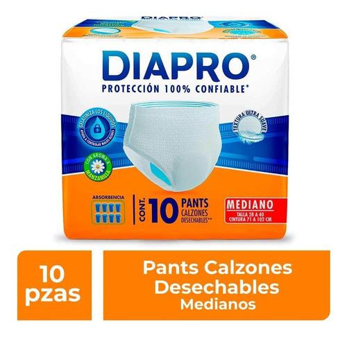 Pañal Para Adulto Diapro Pants Mediano 10pz 