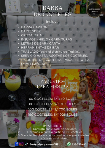 Open Bar Y Cócteles Para Eventos: Bartender, Barra E Insumos