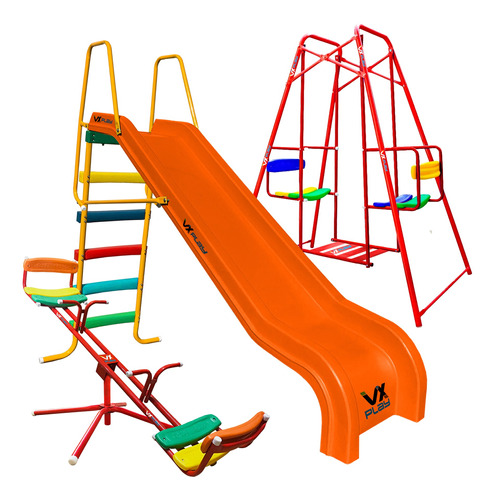 Combo Tobogán 5 Escalones Pvc Hamaca 1.40 Sube Baja Vxplay