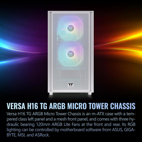 Thermaltake Versa H16 Tg Argb Snow Micro Atx Torre Case De V