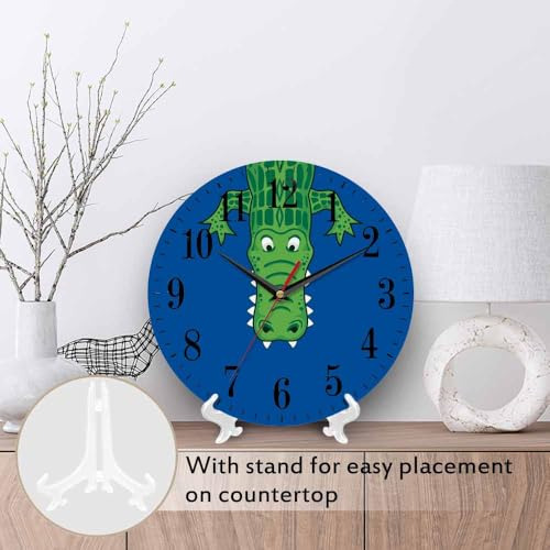 Reloj De Pared De Cocodrilo Verde Dibujo Animado Con Dientes