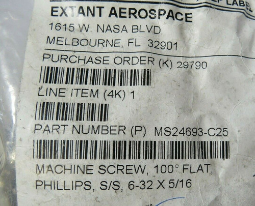 (200 New) Ms24693-c25 Phillips Machine Screws 100 Flat S Bbx