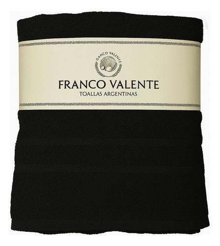 Juego Toalla Y Toallón Franco Valente 500gr Negro Modaxpress Lisa