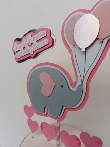Cake Topper Adorno De Torta 3d Elefante Baby Shower