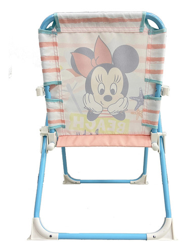 Silla Plegable Infantil Para Playa Con Diseños Minnie Color Celeste