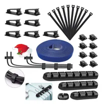 Comprar Kit Organizador Cables Velcro Clip Adhesivos Silicona Hogar