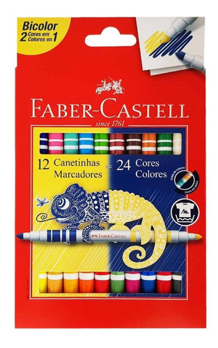 Canetinha Hidrográfica 24 Cores Bicolor Faber Castell
